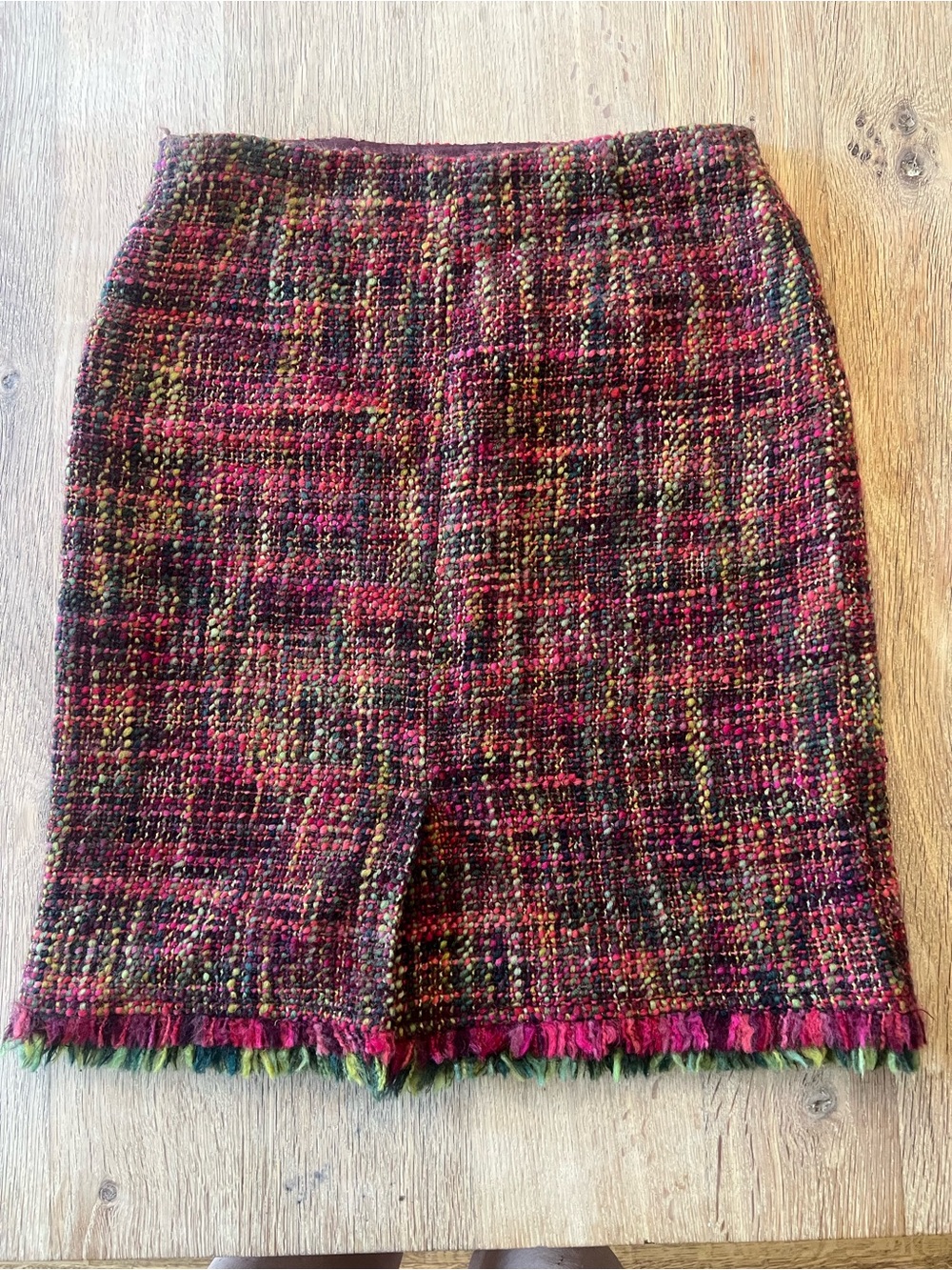 Vintage JÔN Wool Tweed Fringe Pencil Skirt Size 10 Fits as Size Small - Picture 2 of 3